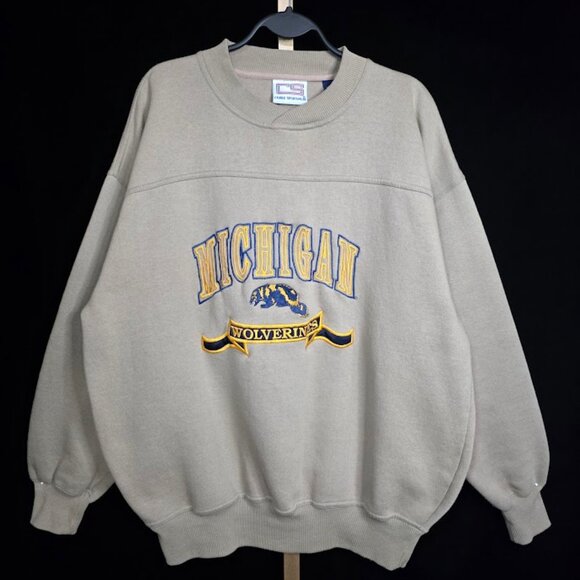 Vintage 90s University Michigan Wolverines Sweatshirt Crable Sport L - Picture 1 of 8